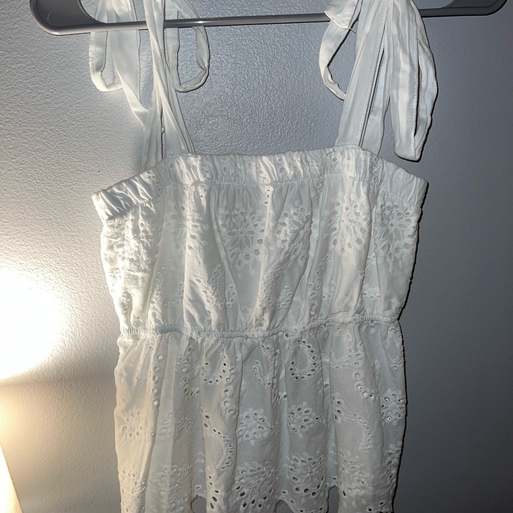 eyelet peplum tank top